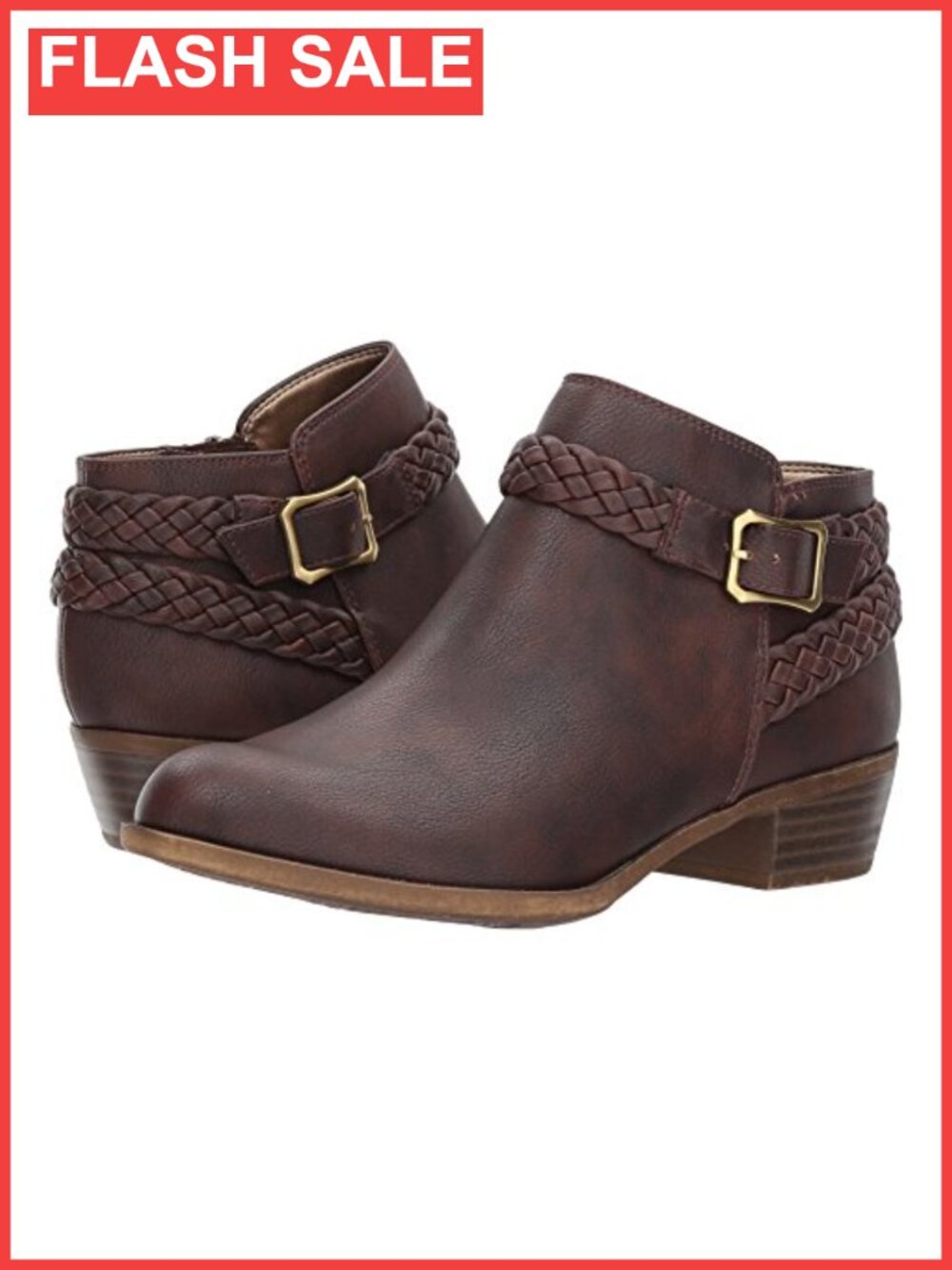 Faux Leather Almond Toe Ankle Bootie Stacked Heel Casual Boot